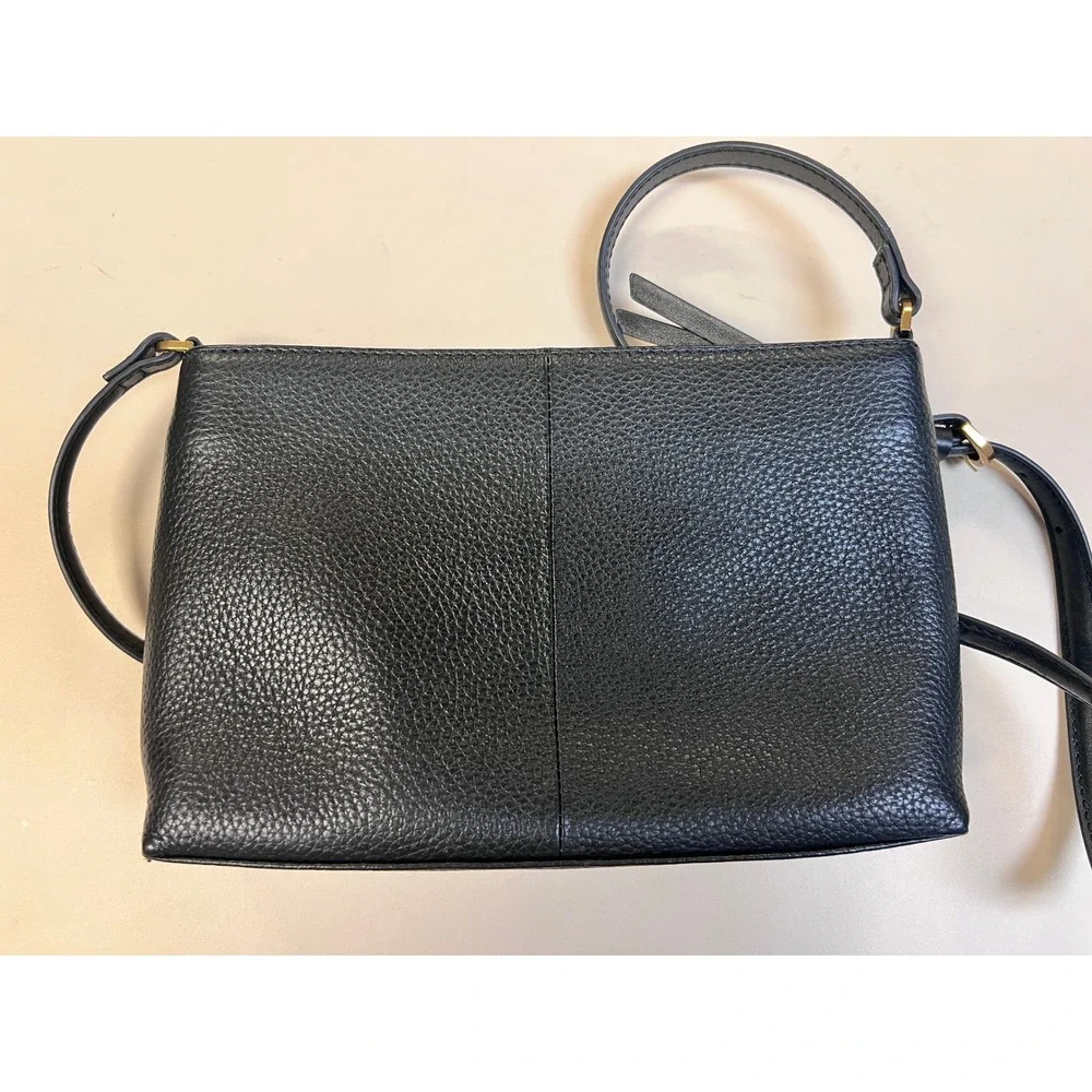 Ted Baker Crossbody Bag Womens Small Black Excellent Pebbled Leather‎ Gold Logo